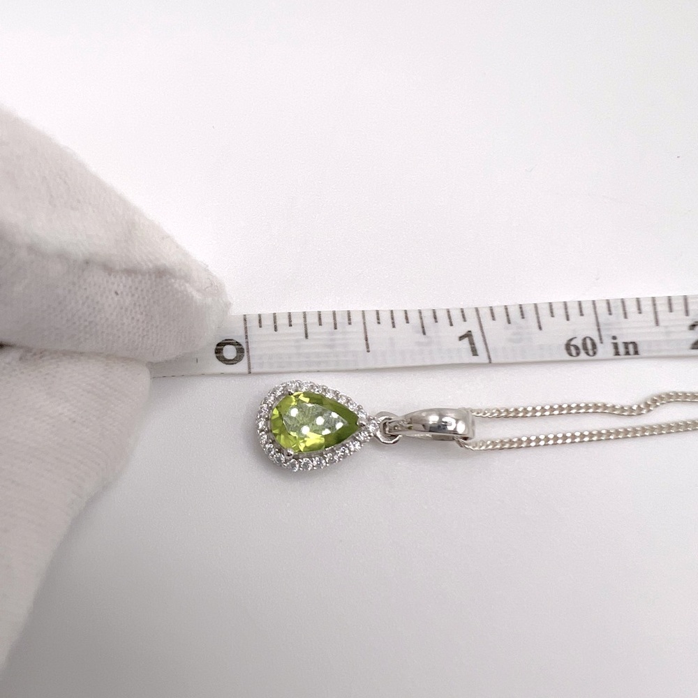 Genuine Peridot & Clear Cz .925 Sterling Silver Necklace - Picture 12 of 14